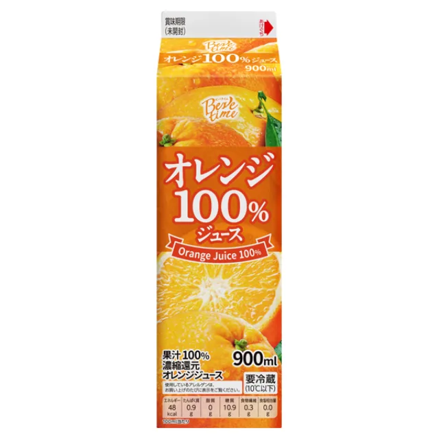 ビバタイム オレンジ100%ジュース 900ml