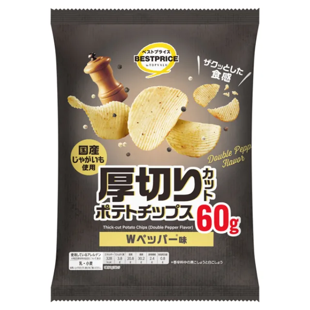 厚切りカットポテトチップス Wペッパー味 60g