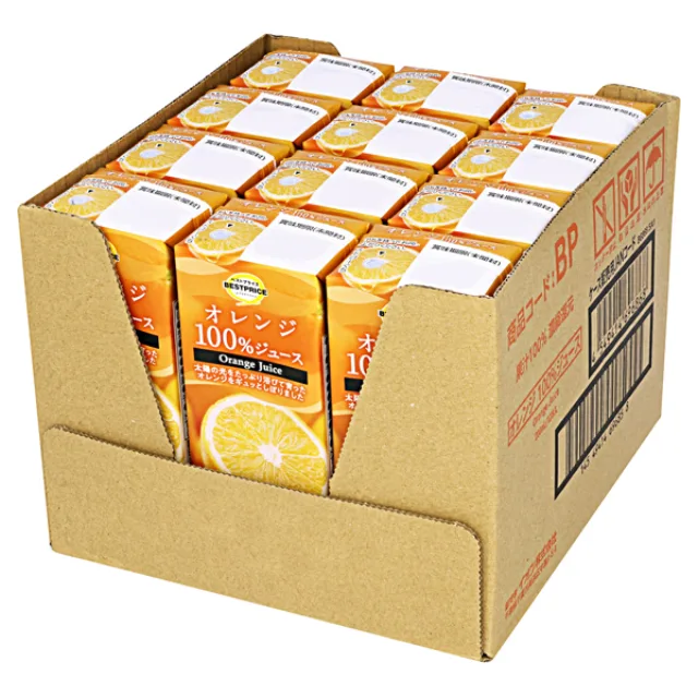 オレンジ100%ジュース<ケース> 2400mL(200ml×12本)