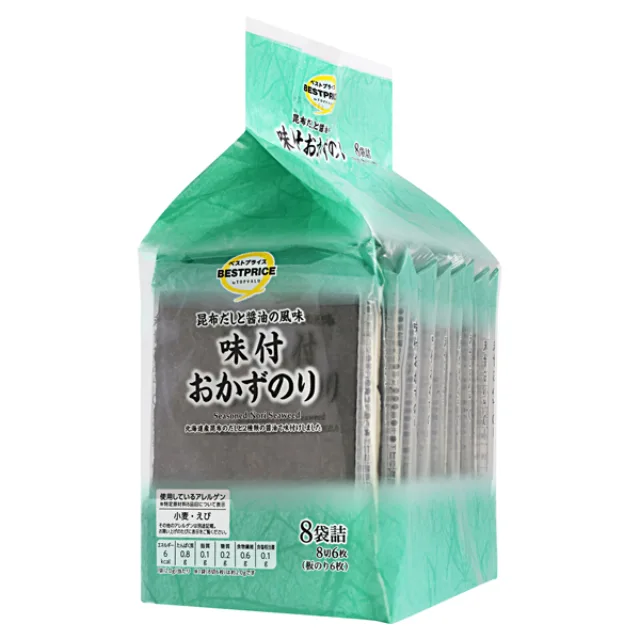 味付けおかずのり 8袋詰(8切6枚)板のり6枚