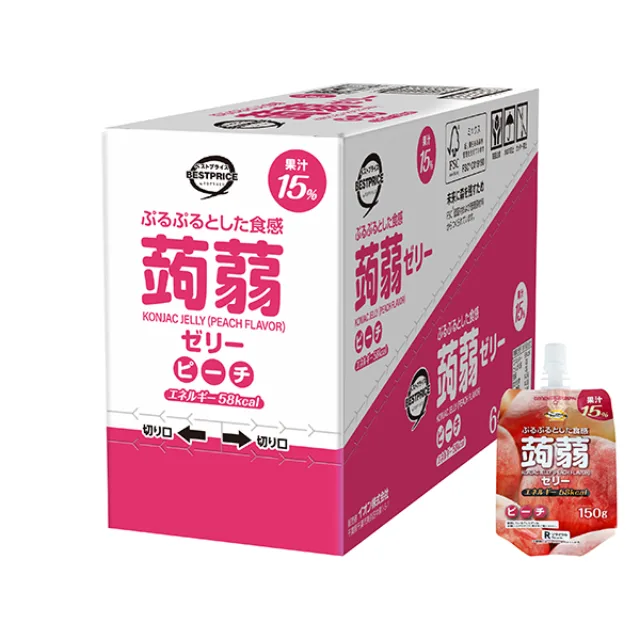 蒟蒻ゼリー ピーチ味(ドリンクゼリータイプ)<ボール> 150g×6袋