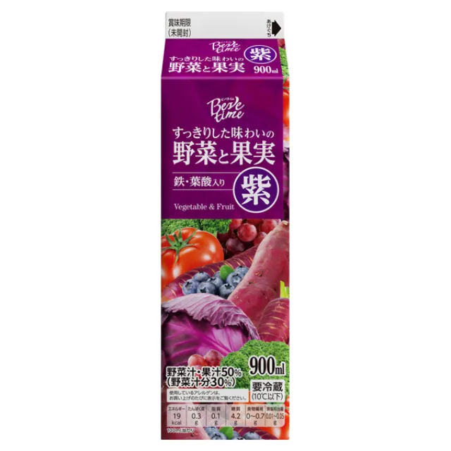 ビバタイム すっきりした味わいの野菜と果実のジュース 紫 900ml