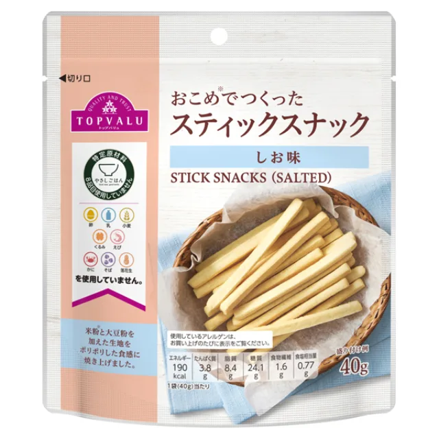 やさしごはんおこめでつくったスティックスナックしお味 40g