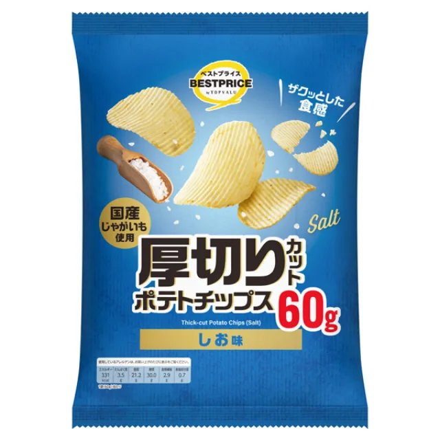 厚切りカットポテトチップスしお味 60g