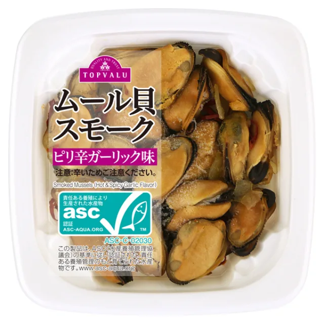 asc認証ムール貝スモークピリ辛ガーリック味 50g