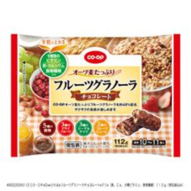 フルーツグラノーラチョコレート（鉄、Ｃａ、９種ビタミン、食物繊維）１１２ｇ（個包装込み）